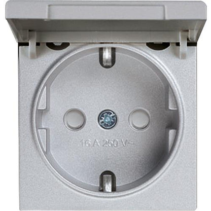 Karre Schutzkontakt Kombisteckdose mit Klappdeckel silber 92105012 / 92512012
