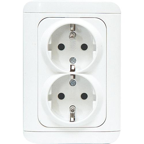 EGB Elegant Standard Doppelsteckdose mit Rahmen u. Clip reinw. 92521056/92521055