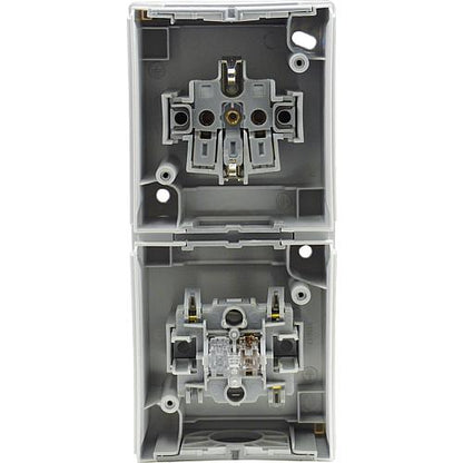 Pacific FR Schutzkontakt-Steckdose+Wechselsch. senkrecht grau 90591098-DE