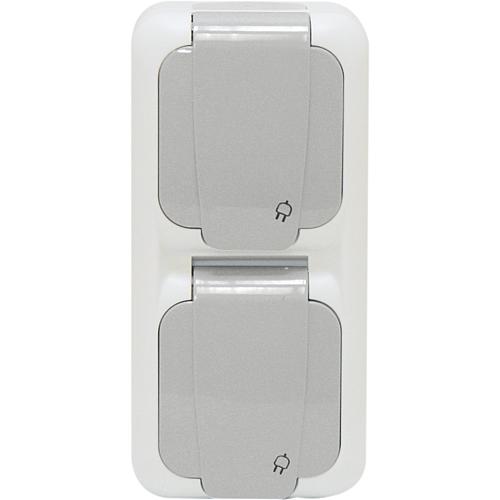 EGB Feuchtraum Steckdose 2-fach senkrecht grau 90555791 / 92551391