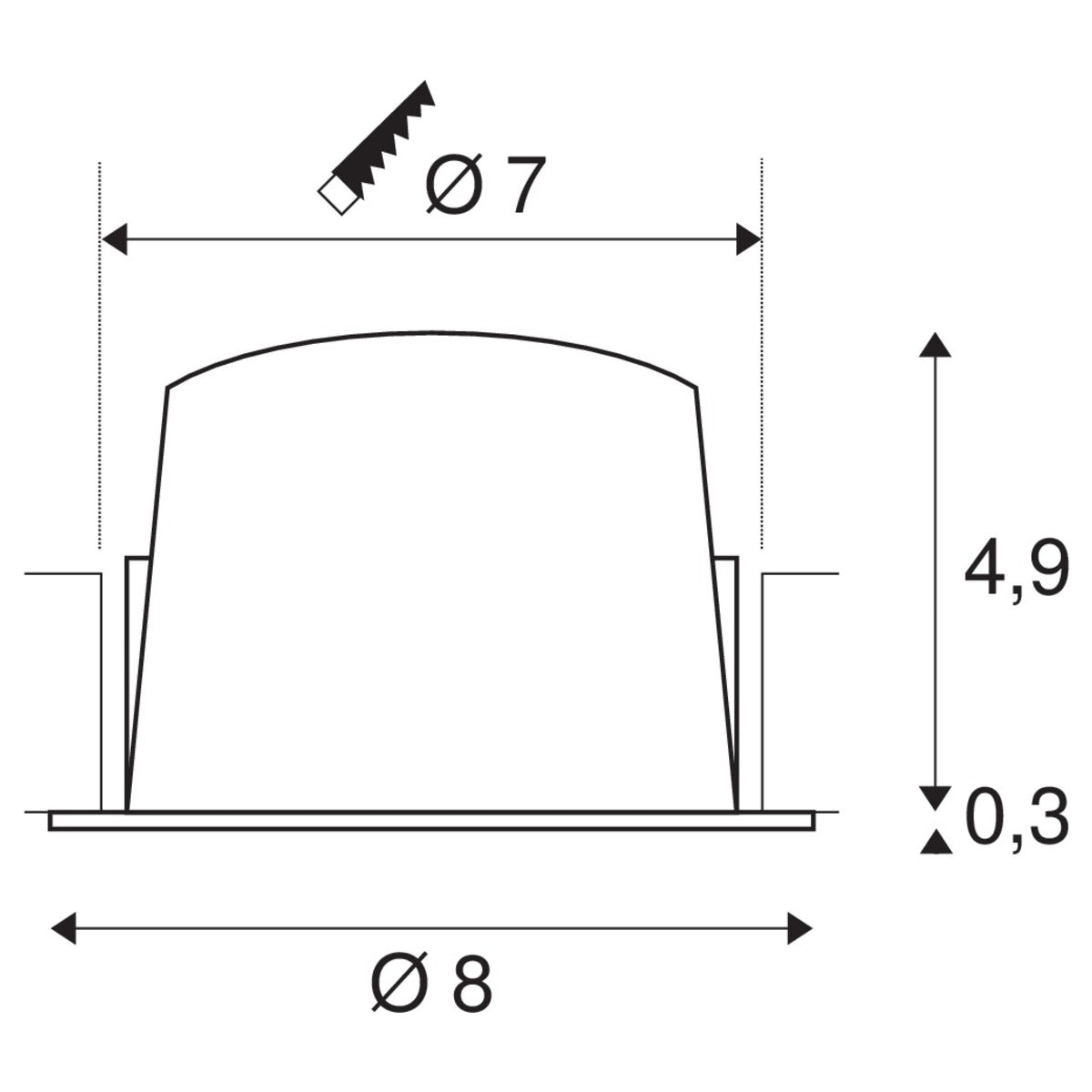 SLV NUMINOS DL S, Indoor LED Deckeneinbauleuchte weiß/chrom 3000K 55°
