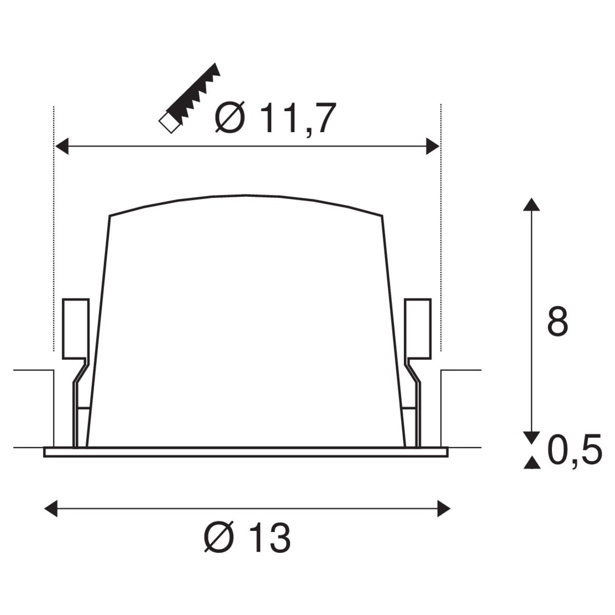SLV NUMINOS DL L, Indoor LED Deckeneinbauleuchte schwarz/weiß 4000K 55°