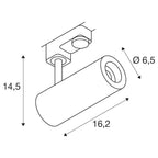 SLV 3~ NUMINOS PHASE S, 3 Phasen System Leuchte weiß/schwarz 4000K 60°