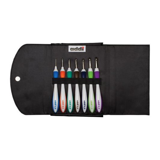 addi addi-Swing Etui schwarz Häkelnadeln ALU 2,00-8,00 mm 16 cm sortiert 7 St
