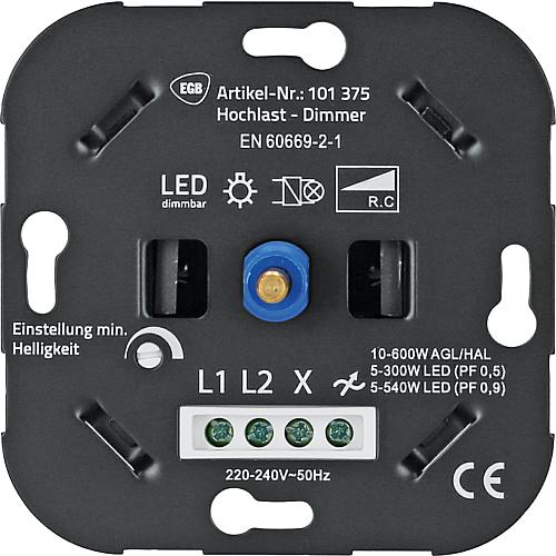 EGB Hochlast-Dimmer 540W für LED + Standard Phasenabschnitt,  PF>0,7=450W / PF>0,9=540W f. LED