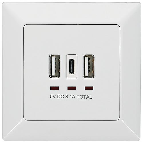 UP-Dose mit 2 USB Typ A + 1 USB Typ C Ausgang : DC 5.0V 3100mA-3400mA