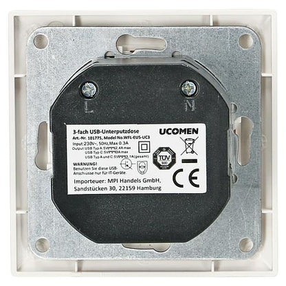 UP-Dose mit 2 USB Typ A + 1 USB Typ C Ausgang : DC 5.0V 3100mA-3400mA