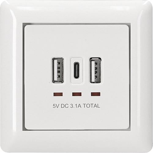 UP-Dose mit 2 USB Typ A + 1 USB Typ C Ausgang : DC 5.0V 3100mA-3400mA