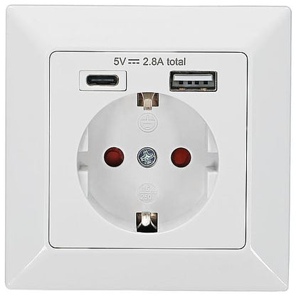 UP-Steckdose mit 1 USB Typ A + 1 USB Typ C Ausgang : DC 5.0V 2800mA