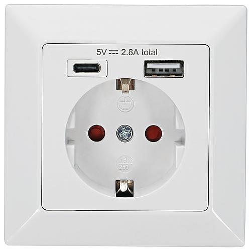 UP-Steckdose mit 1 USB Typ A + 1 USB Typ C Ausgang : DC 5.0V 2800mA