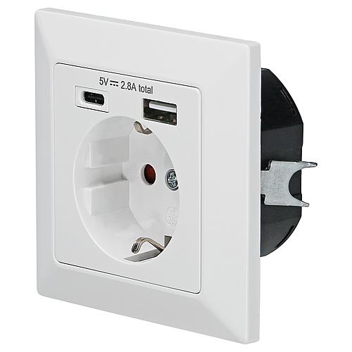 UP-Steckdose mit 1 USB Typ A + 1 USB Typ C Ausgang : DC 5.0V 2800mA