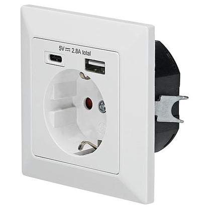 UP-Steckdose mit 1 USB Typ A + 1 USB Typ C Ausgang : DC 5.0V 2800mA