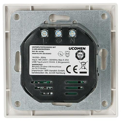UP-Steckdose mit 1 USB Typ A + 1 USB Typ C Ausgang : DC 5.0V 2800mA