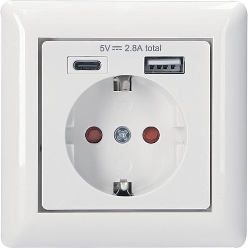 UP-Steckdose mit 1 USB Typ A + 1 USB Typ C Ausgang : DC 5.0V 2800mA