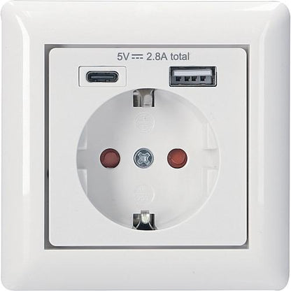 UP-Steckdose mit 1 USB Typ A + 1 USB Typ C Ausgang : DC 5.0V 2800mA
