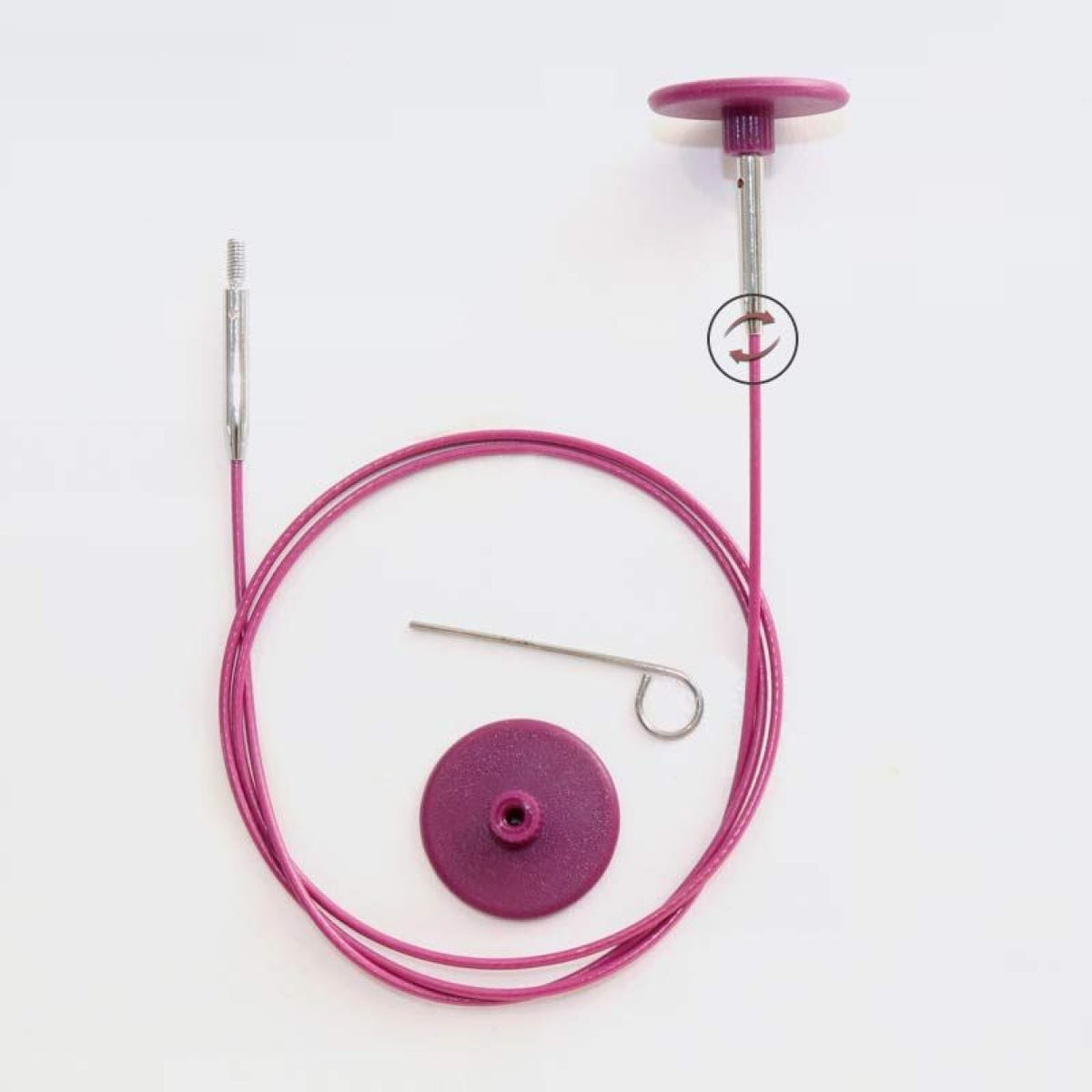 KnitPro Seil für Nadelspitzen 126 cm 150 cm lila 360°