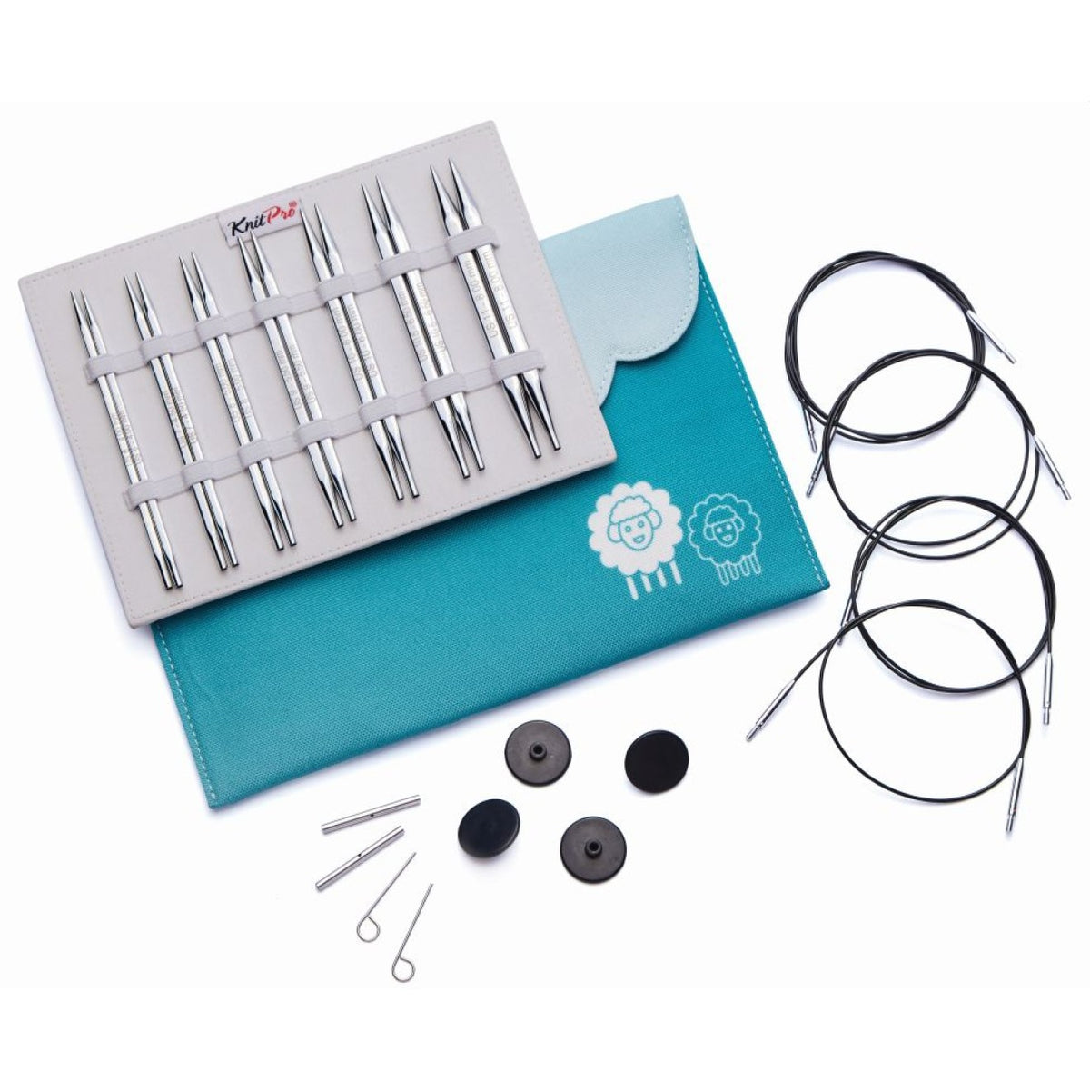 KnitPro Nadelset Deluxe auswechselbare Nadelspitzen Nova cubics Quadratisch, 7 Paar 4,00 - 8,00 mm