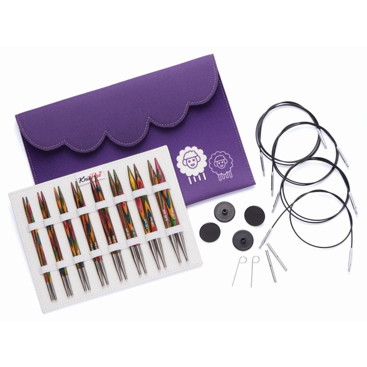 KnitPro Nadelset Deluxe auswechselbare Nadelspitzen Symfonie Holz, 8 Paar 3,5 - 8,0 mm