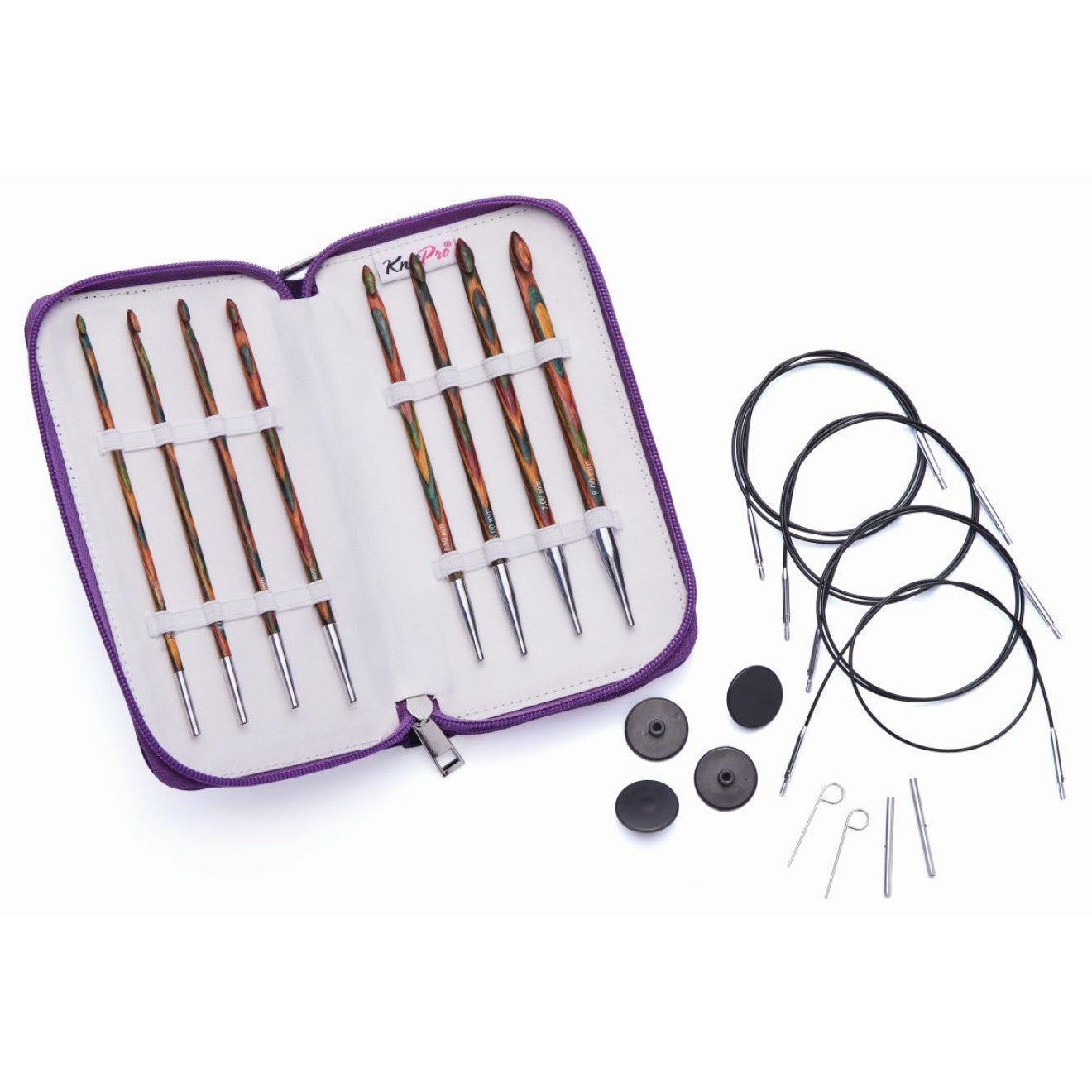 KnitPro Nadelset tunesische Häkelnadel Symfonie Holz, je 1 Nadel 3,50 4,50 5,00 6,00 8,00 mm