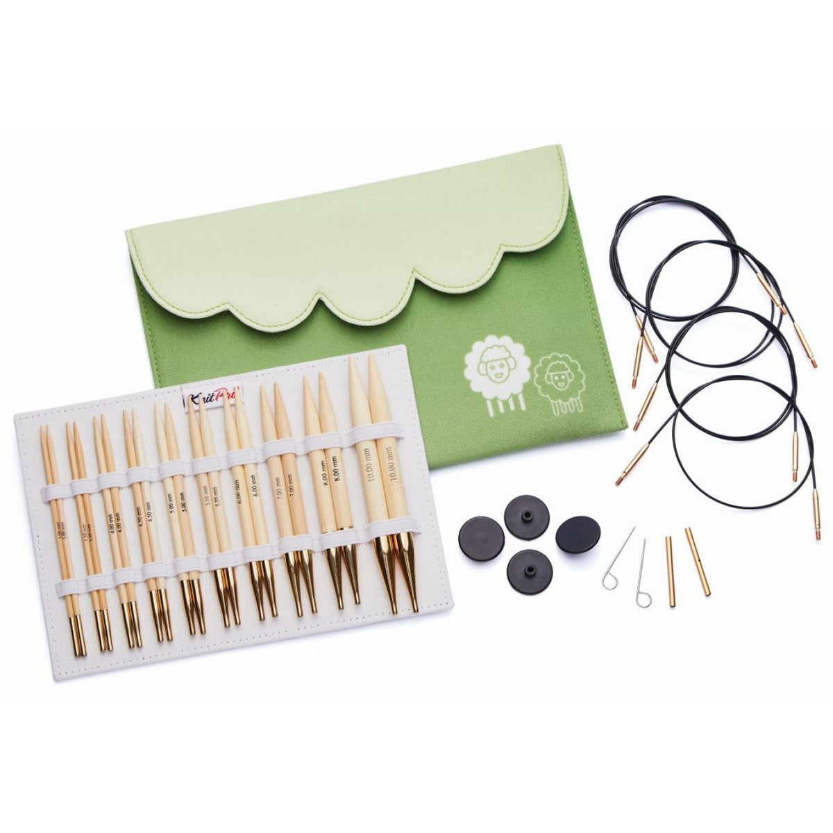 KnitPro Nadelset Deluxe auswechselbare Nadelspitzen bamboo 10 Paar 3,00 - 10,00 mm