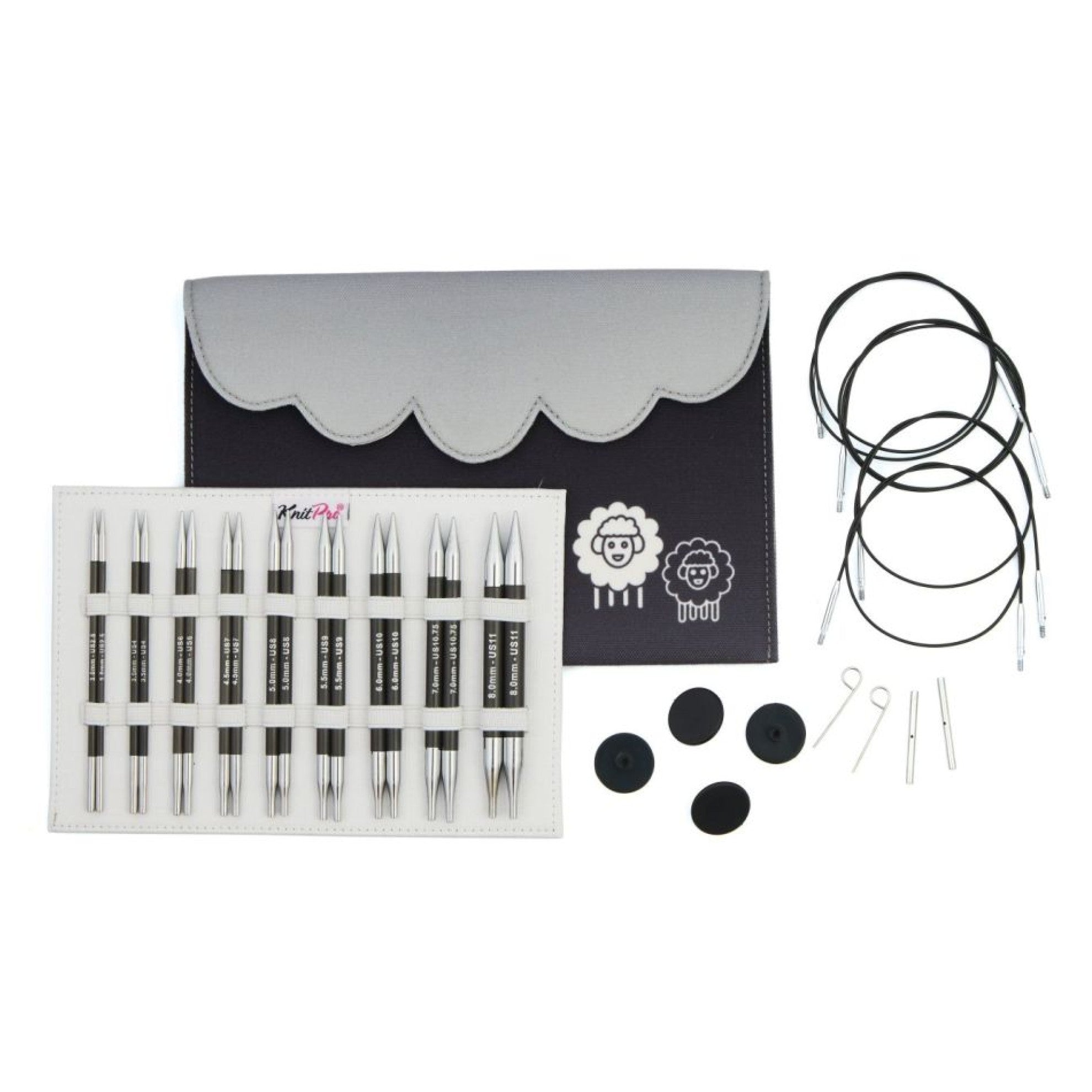 KnitPro Nadelset Deluxe auswechelbare Nadelspitzen Karbonz  3,00 - 8,00 mm