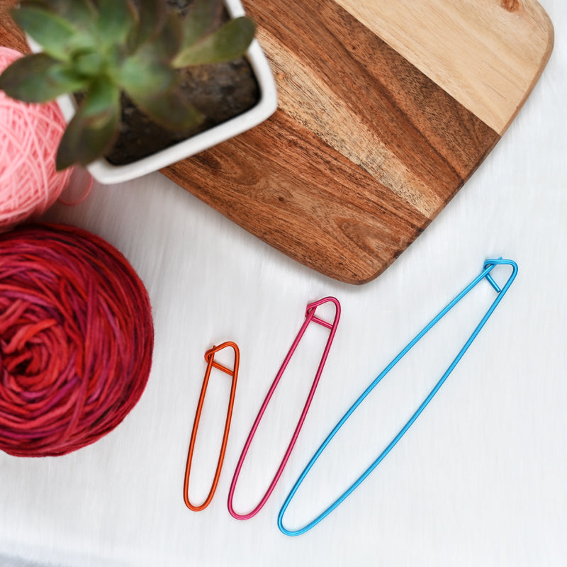 KnitPro Maschenhalterset 16,5cm,11,5cm,8,3cm hellblau/satinrosa/gold 3 St
