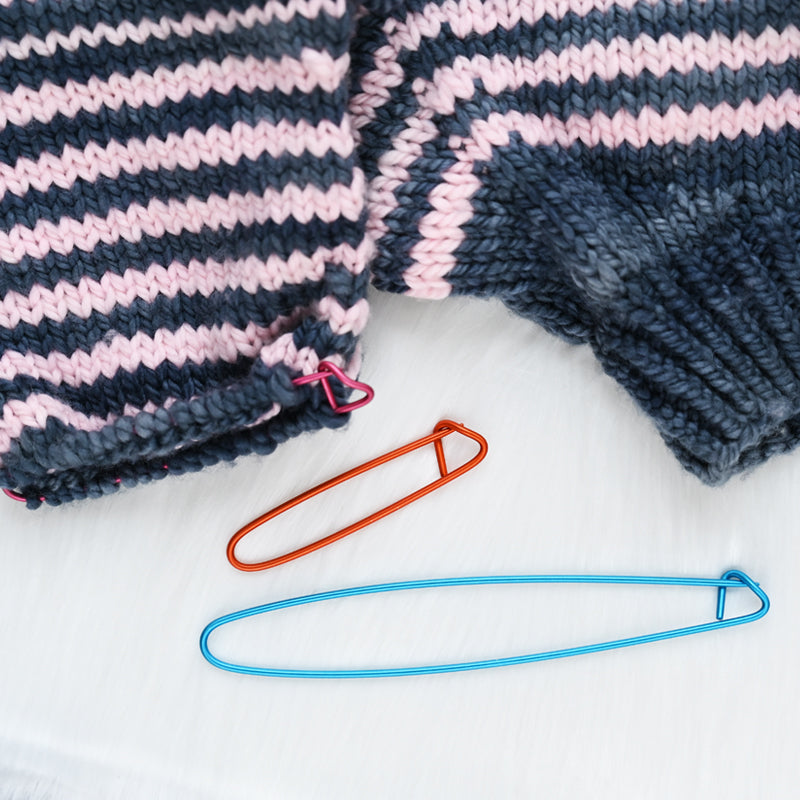 KnitPro Maschenhalterset 16,5cm,11,5cm,8,3cm hellblau/satinrosa/gold 3 St