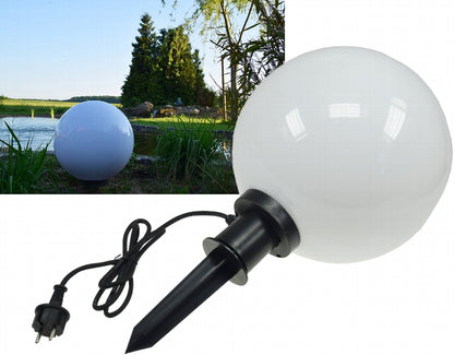 Garten Kugelleuchte Ø25cm mit Erdspieß IP44 230V 1,5m Kabel E27 Fassung