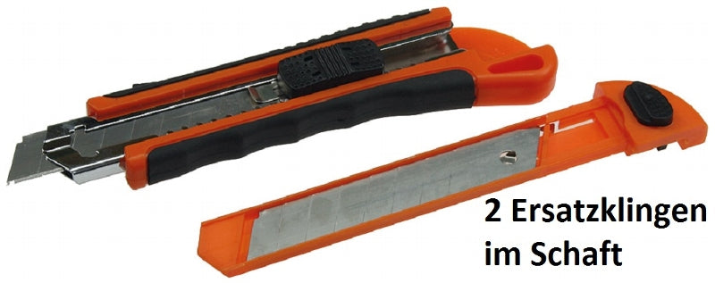 Abbrechmesser mit 18mm-Klinge Ergo-Griff mit Metallschaft + 2 Klingen
