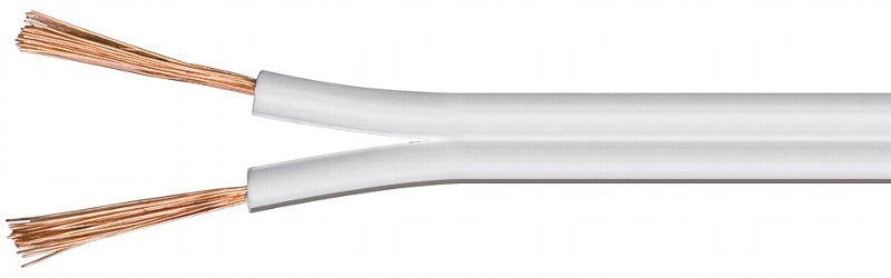 Lautsprecherkabel-Ring 100m, 2x 0,75mm² weiß, 100% OFC Kupfer