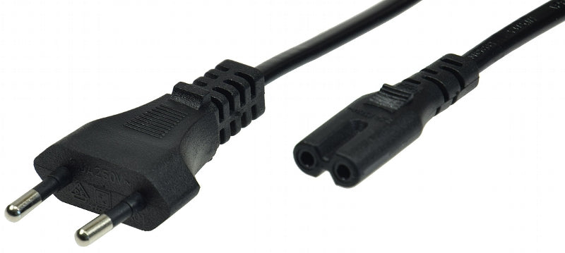 Netzkabel Eurostecker > Doppelnutstecker H03VVH2-F2G, 0,75 mm², 2,5A/250V, 1,5m