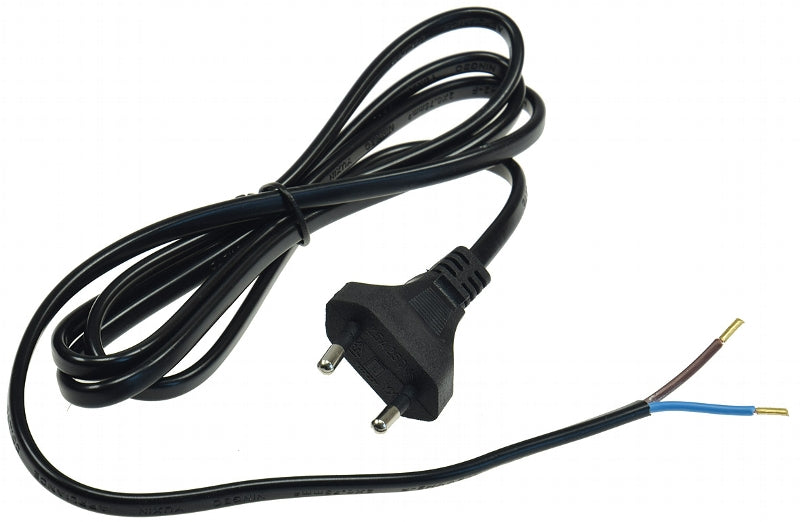 Netzkabel Euro, blankes Ende, 1,5m H03VVH2-F2 0,75 mm² 2,5A/250V schwarz