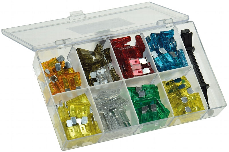 Sortiment Kfz Flachsteck Sicherungen mit Sortiments-Box, 100-teilig