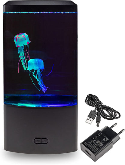 LED Quallen Lampe Jellyfish Dekoleuchte Mini Aquarium Wasserwelt Leuchte - farbiges Stimmungslicht Dekoration 26x12x9cmt Rot, Blau, Grün