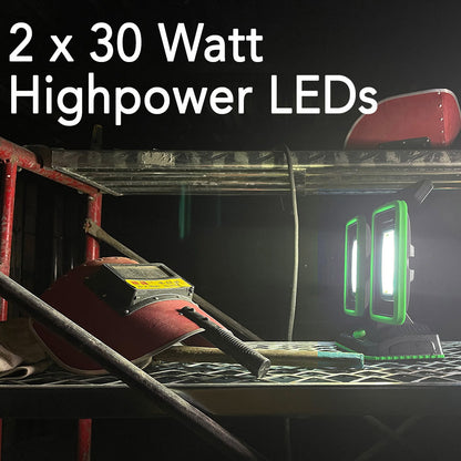 LED Baustrahler mit Akku "BSA-60 duo" 2x30W, 5600lm, 4500K / neutralweiß