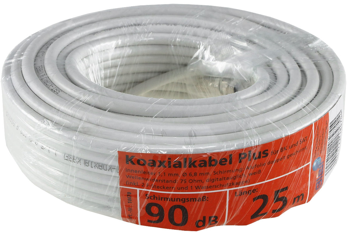 Antennenkabel 90dB, 25m Ring 2x F-Stecker, 1x Schutzkappe
