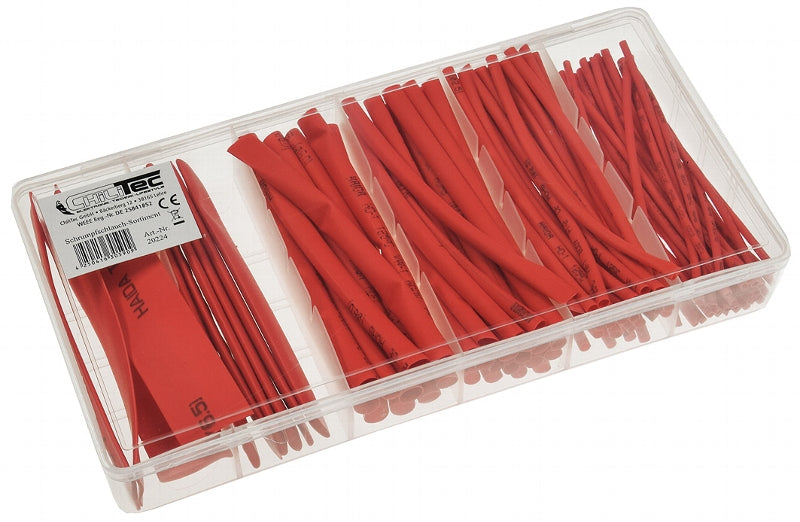 Schrumpfschlauch-Sortiment, 100-teilig in praktischer Box, rot