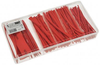 Schrumpfschlauch-Sortiment, 100-teilig in praktischer Box, rot