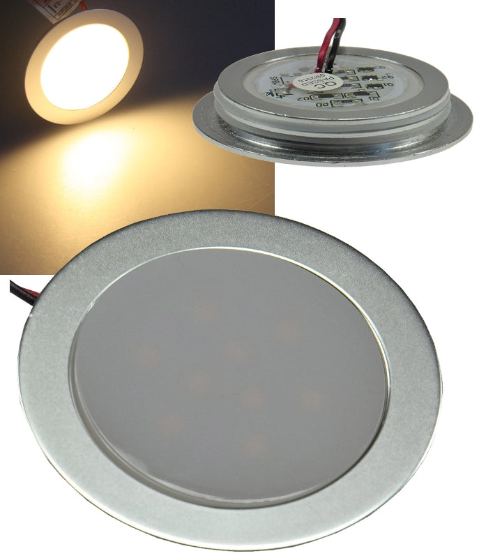 LED Einbauleuchte "EBL Slim WW" IP67, 9 LEDs, Alu matt, warmweiß, Ø55mm