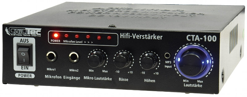 HiFi-Verstärker "CTA-100" 100W, schwarz 1x Line In, Betrieb 12V o. 230V