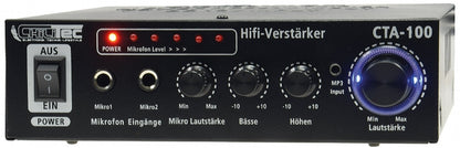 HiFi-Verstärker "CTA-100" 100W, schwarz 1x Line In, Betrieb 12V o. 230V