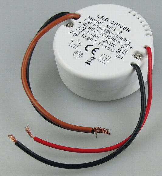 elektronischer LED-Trafo 3-45V, rund 220-240V, Ausgang konstant Strom 350mA