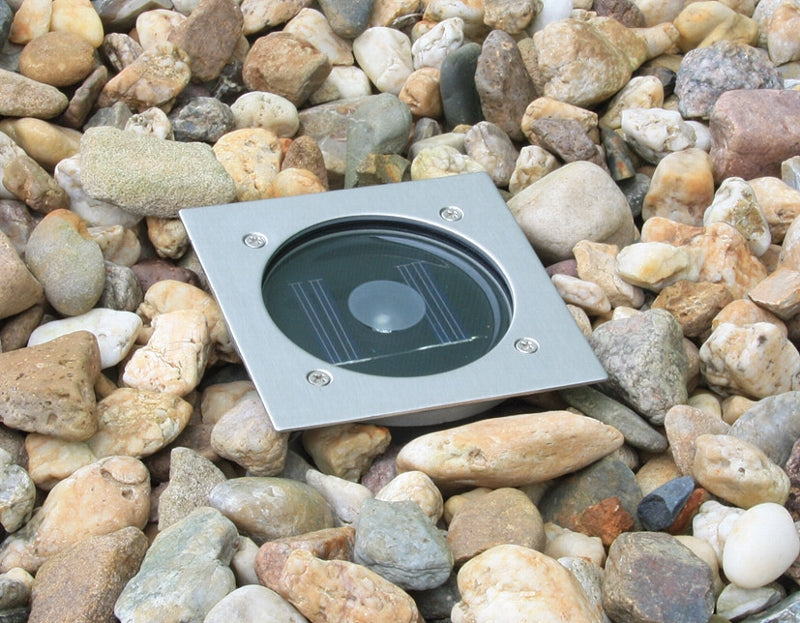 Solar LED Bodenstrahler "CTB-E", eckig BxHxT 10x10x4cm, IP44, Edelstahl-Front