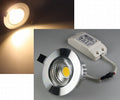 LED-Einbauleuchte "COB-5", 5W, 350lm ALU, 3000K, 90°, Ø85xT47mm, Rahmen chrom