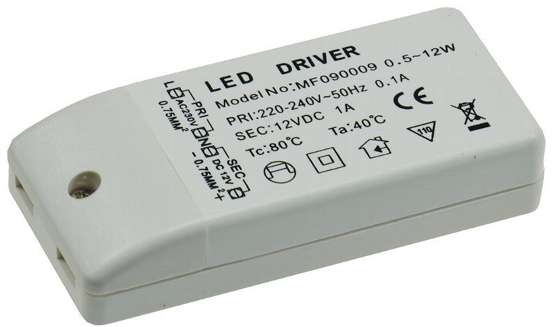 LED-Trafo "CT-12E-V2", 0,5-12W 230V~ auf 12V=, eckig
