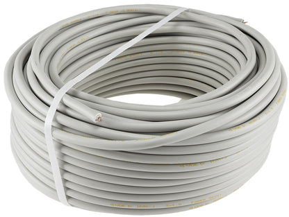 Stromleitung "NYM-J", 50m, isoliert 3G1,5, grau, Außen-Ø 8,2mm, Ring