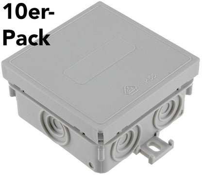Feuchtraum-Kabelabzweigkasten, 10er Pack 75x75x40mm, IP54, 7-fach, grau