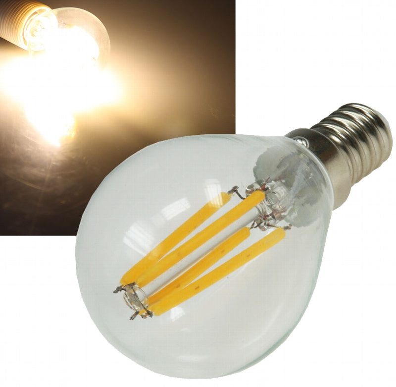 LED Tropfenlampe E14 "Filament T4" 3000k, 360lm, 230V/4W, warmweiß