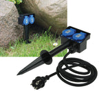 Gartensteckdose mit Erdspieß, 2-fach IP44, 1,4m Kabel