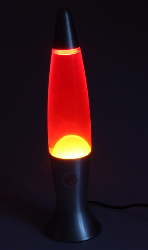 Lavalampe "CTL-ROGE" 40cm Wasser: Rot, Wachs: Gelb, Body: Silber